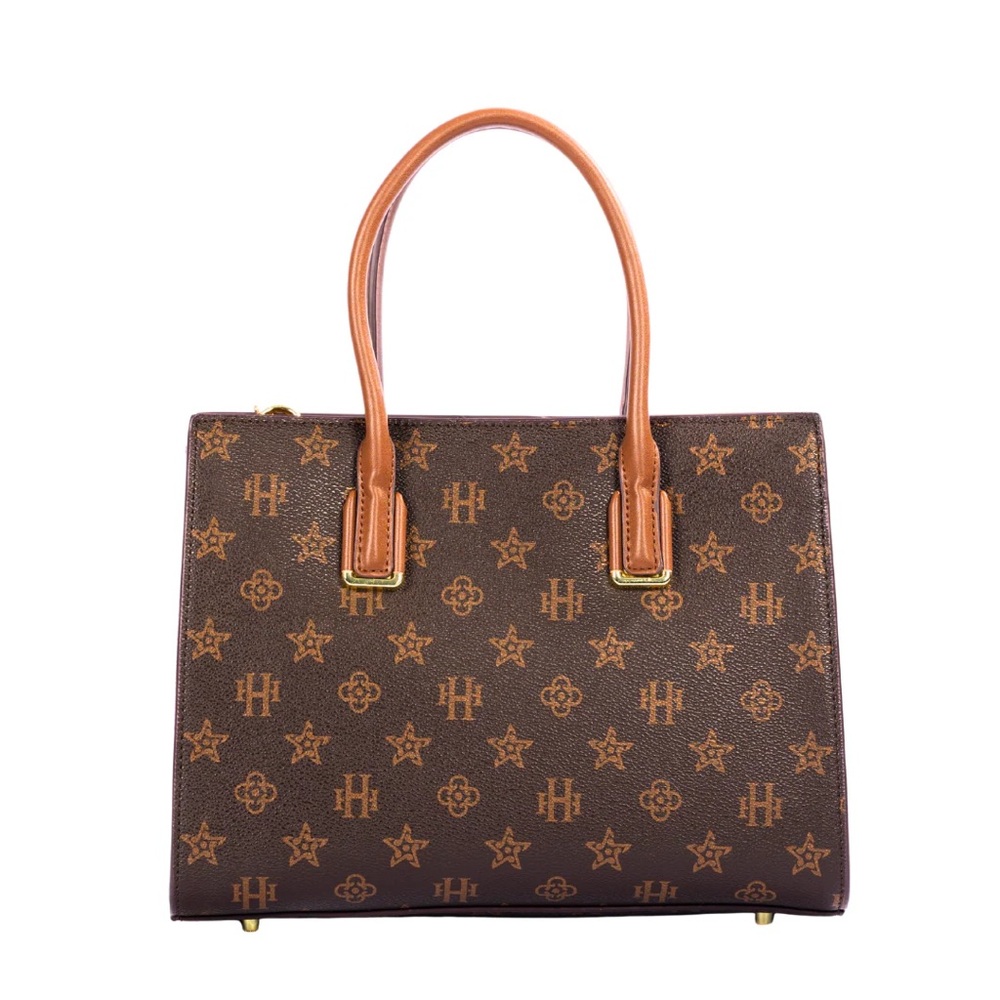 MISS CAPRICE Sabrina Handbag Brown Compartments Vegan Leather NWT
